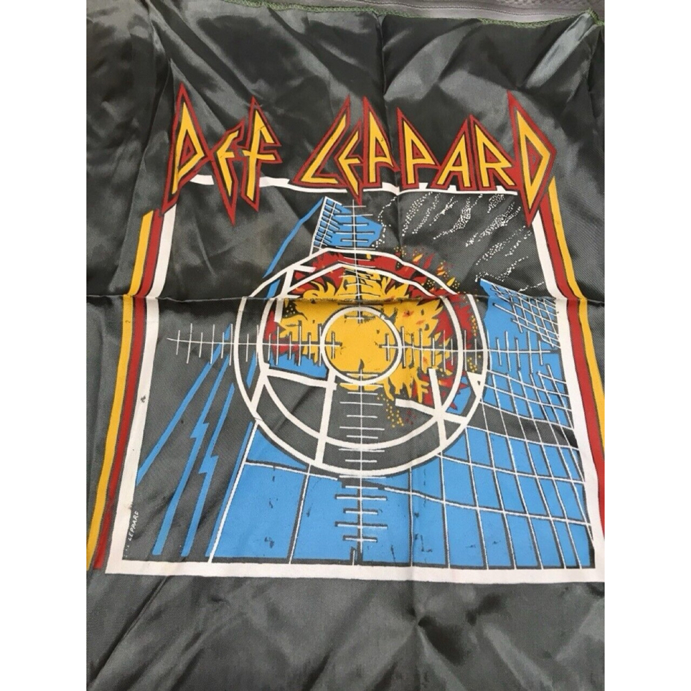 Vintage 80s Def Leppard Pyromania World Tour Bandana Black Yellow Red 21x21"